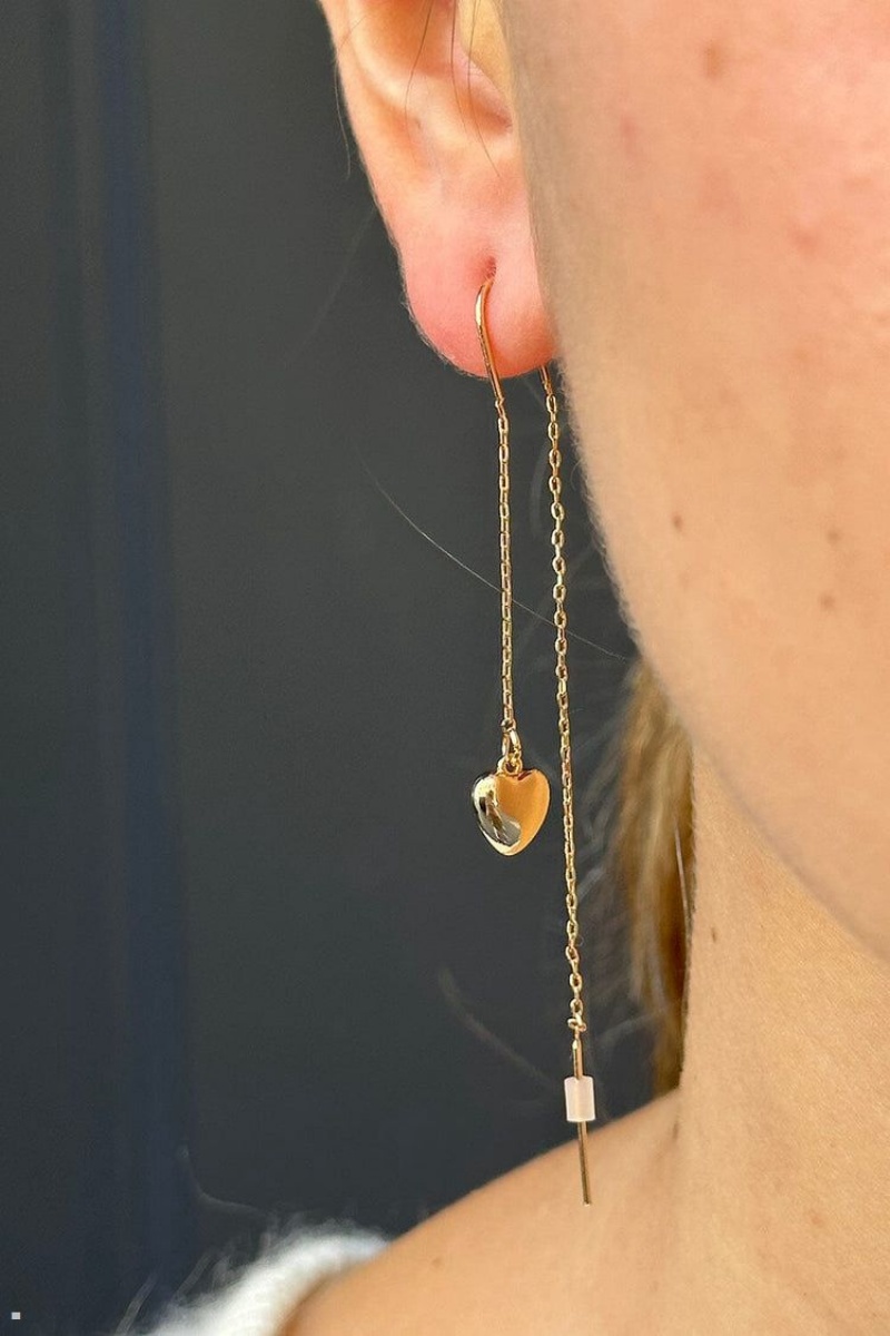 Boucles d'Oreilles Brandy Melville Drop Chain Heart Doré | MTG-44811310